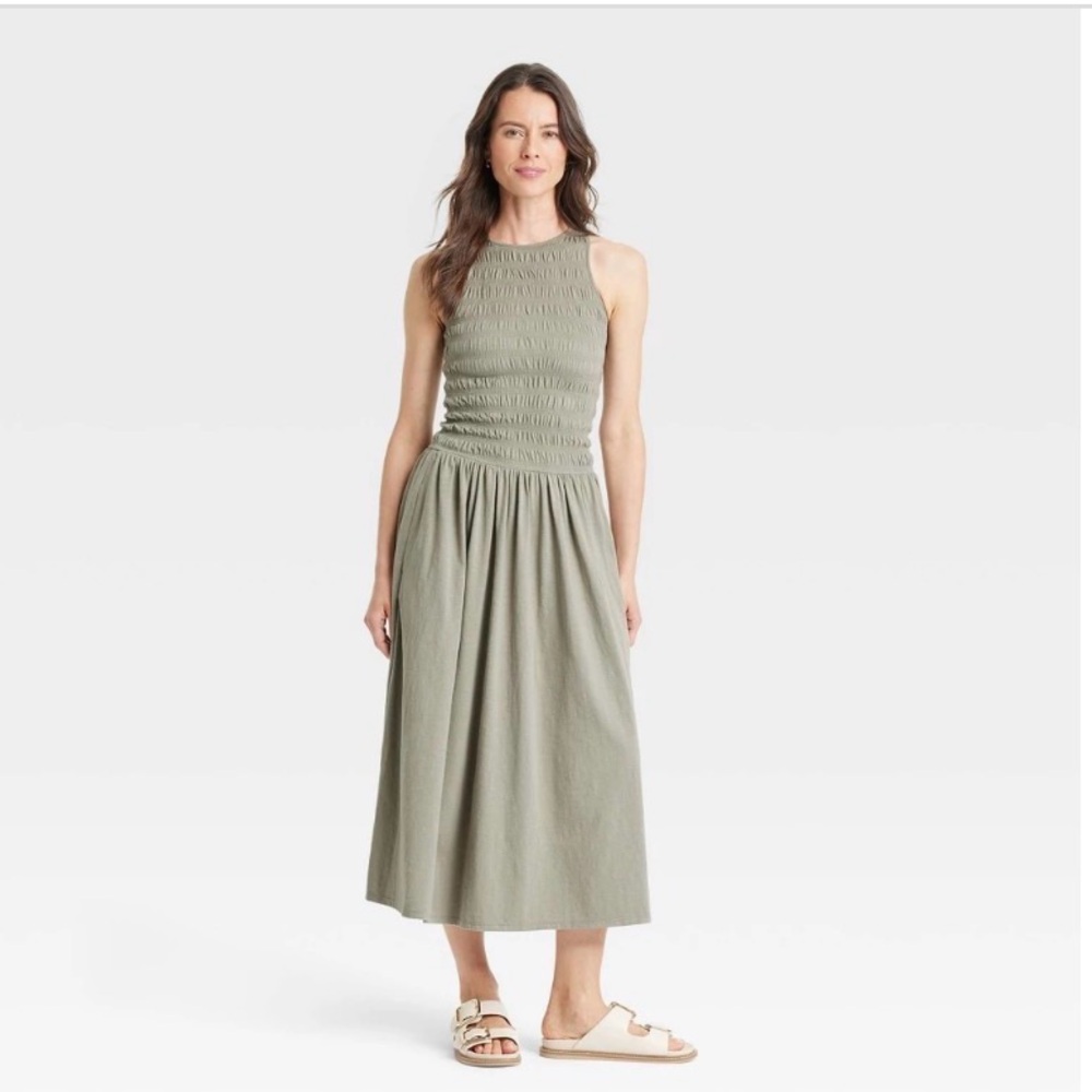 Women's Smocked Knit Maxi a-Line Dress
